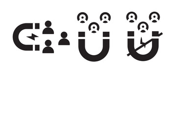 Magnet user icon graphic set. stroke line. User engagement icon vector, illustration logo template