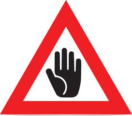 Warning Sign: Hand Symbol Indicates Mandatory Stop Ahead