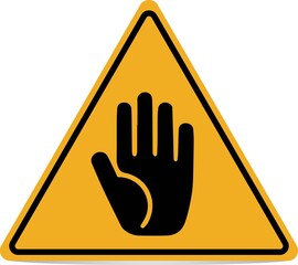 Warning Sign with Stop Hand Symbol Caution Illustration