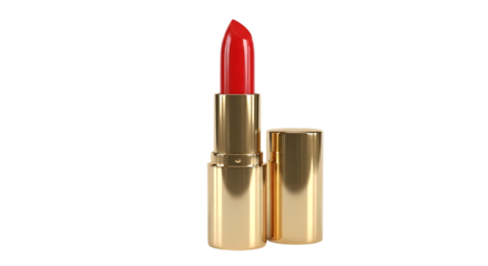 Glamorous Red Lipstick in Gold Tube on Elegant Black Background
