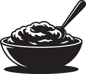 Thanksgiving Mashed Potatoes Silhouette Vector Black on White