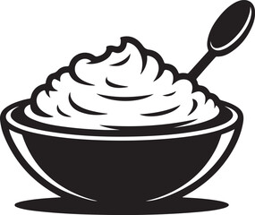 Thanksgiving Mashed Potatoes Silhouette Vector Black on White