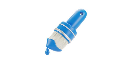 Stylized blue paintbrush with dripping paint on a black background