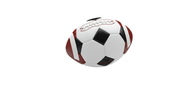 Hybrid Sports Equipment Soccer Football Combination on Black Background