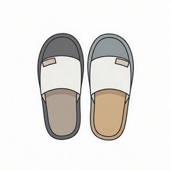 Pair of Casual Slide Sandals in Neutral Colors on White Background