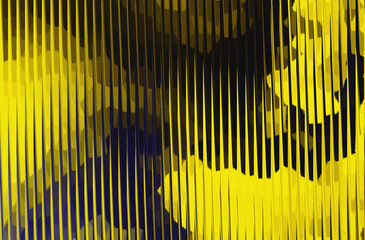 Abstract yellow and black vertical stripe pattern with dark blue accents
