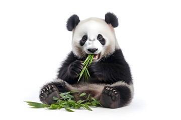 Fototapeta premium Giant Panda Eating Bamboo
