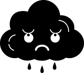 sad Cloud  silhouette  vector black , white background  