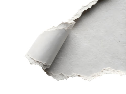 Curled torn paper corner isolated on transparent background