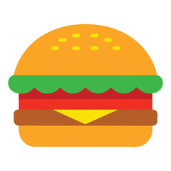 A classic fast food cheeseburger with beef, cheese, lettuce, and tomato on a sesame seed bun makes a great lunch or snack illustration