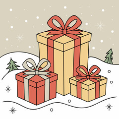 Vector  illustration of Christmas presents- christmas card