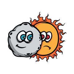 Solar Eclipse Cartoon Vector Illustration