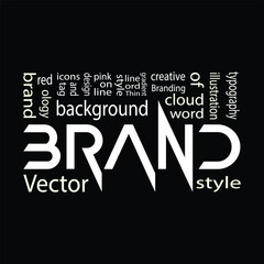   Word Cloud with Brand background design.
