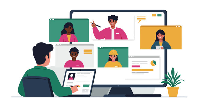 Streamlined Digital Experience: Flat Design Illustration from User's Point of View
