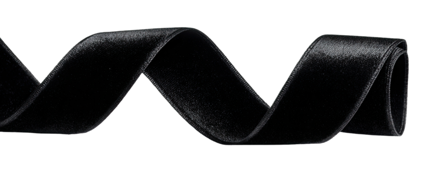 A dark, smooth black ribbon curves in a wavy pattern