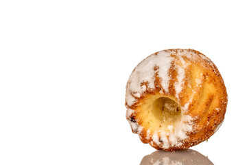 Sweet homemade cupcakes isolated on white background, close-up.