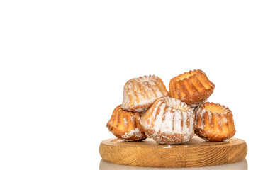 Sweet homemade cupcakes isolated on white background, close-up.