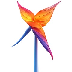 Fototapeta premium Abstract Colorful Wind Turbine with Orange and Purple Blades yellow photo