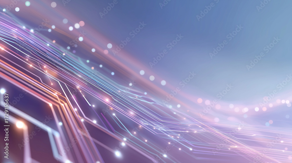 Poster digital pathways of progress: an abstract representation of a digital circuit board, where flowing l