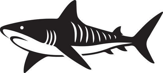 Great white shark silhouette with gills, Shark black silhouette ocean predator