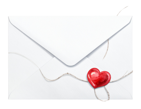 Elegant White Envelope Isolated on Transparent Background – Valentine Note PNG Clipar