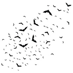 Swarm of Bats. flock. Halloween, Cut Out, Flying Bats Silhouette Vector – Halloween Spooky Night Background with Bat Swarm
