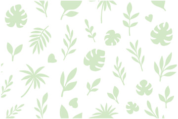 Seamless Tropical Leaves Pattern – Minimal Flat Vector Background with Green Plants Design