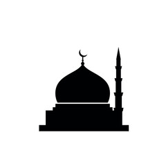 Simple black silhouette of a mosque with a minaret icon.