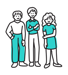 Three people standing