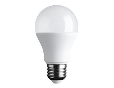 Energy Efficient LED Light Bulb Isolated on Transparent Background – Modern Home Ligh