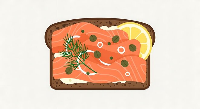 Delicious Smoked Salmon Appetizer on Toasted Bread.