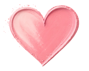 Pink heartshaped makeup powder swatch, isolated on transparent background