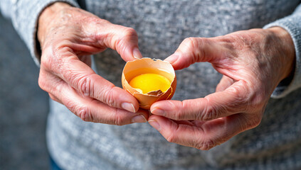 Hands Holding Cracked Egg