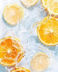 Fresh oranges soaked in water