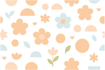Seamless Abstract Geometric Floral Pattern – Modern Flat Vector Background with Stylized Flowers