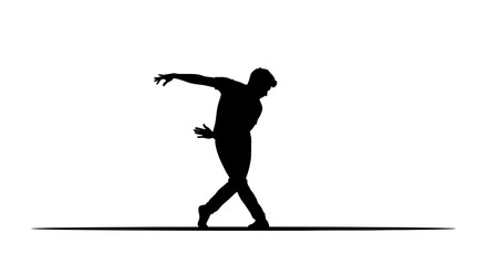 Dynamic male dancer silhouetted in a powerful contemporary pose against a clean white background.