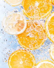 Fresh oranges soaked in water