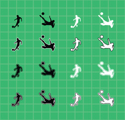Collection of Football Sport Silhouettes A set of vector a soccer player performing actions,  kicking, dribbling, and shooting. Perfect for sports graphics, team logos, and posters.