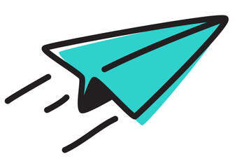 Green paper plane flying to addressee