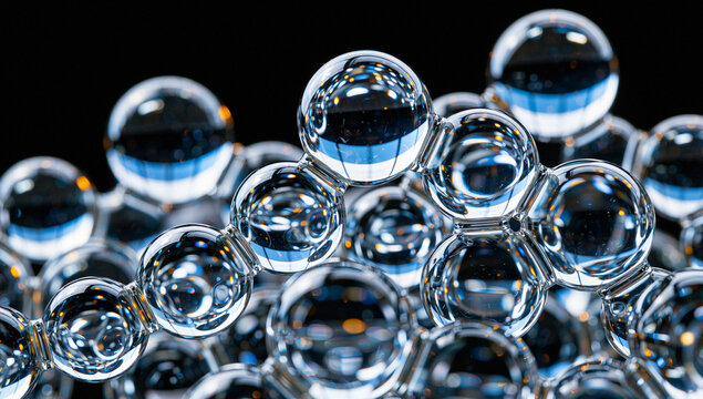 Cluster of Interconnected Transparent Spheres