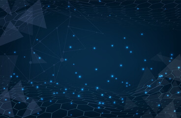 Abstract dark brown Geometrical Background Connection structure. Science background. Connecting dots and lines. Big data visualization and Business .Vector illustration. hexagons