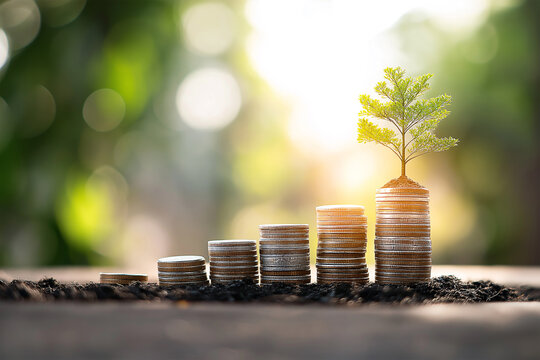 plant and coins