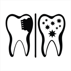 Minimal outline of a tooth on a white background facing left