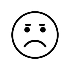 Fototapeta premium A simple black and white drawing of a sad face with a frown and small eyes in a circular outline shape
