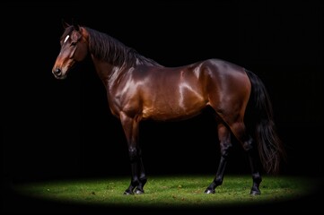 Obraz premium A Radiant Deep Brown Arabian Stallion Showcasing Its Beauty