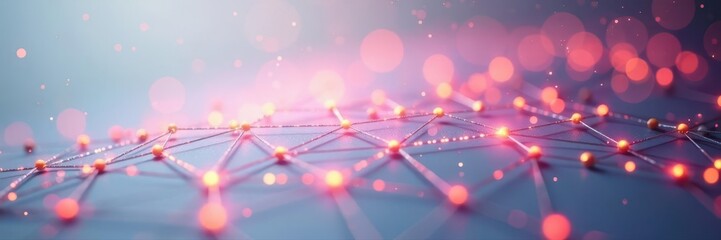 White background with interconnected glowing dots forming a network , minimal, data, modern