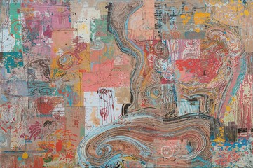 Obraz premium Vibrant abstract oil artwork on synthetic wooden surface