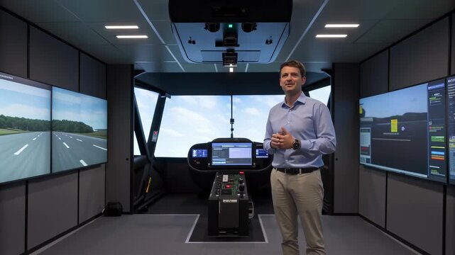 Professional Demonstration of Virtual Reality Technology for Remote Training in High Tech Simulator with Immersive Simulations for Effective Learning