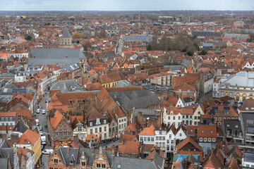 View of the old town of Bruges Belgium, a medieval UNESCO World Heritage Site 