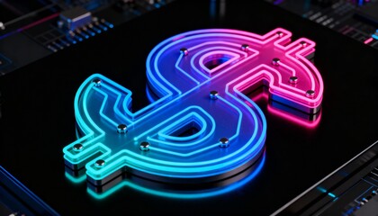 Illuminated dollar sign concept digital finance graphic design modern technology abstract view innovative economy